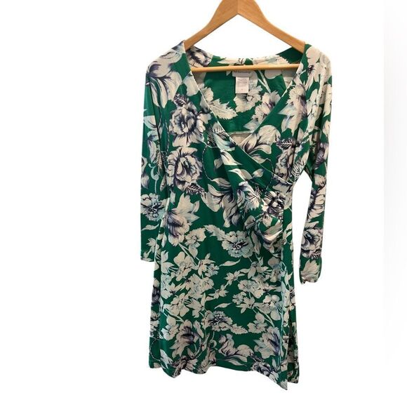 Soft Surroundings Faux Wrap Cotton Stretchy Longsleeves Woman Dress Size Small - Picture 2 of 6